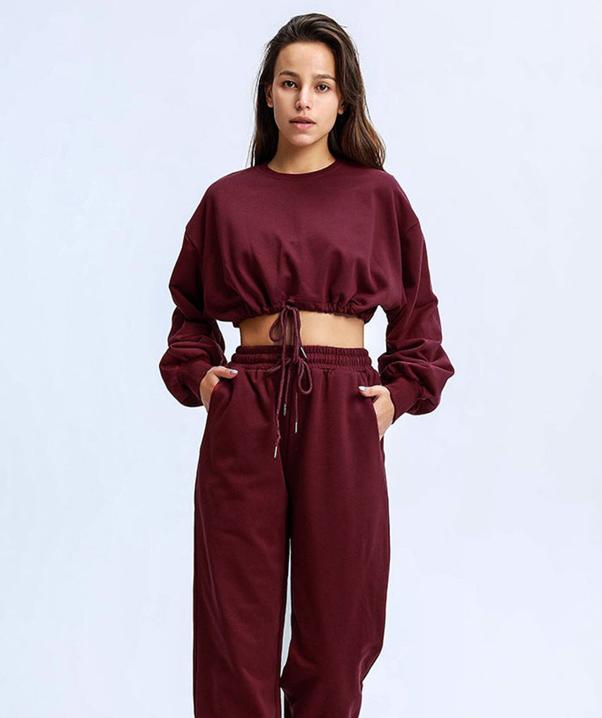 Oversized Rest Day Cropped Hoodie - Weinrot vrshWOMENS