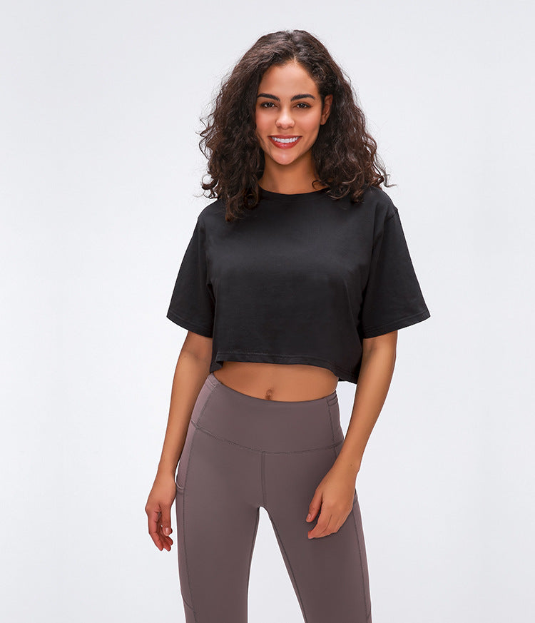 Lightweight Loose Crop Top - Schwarz vrshWOMENS