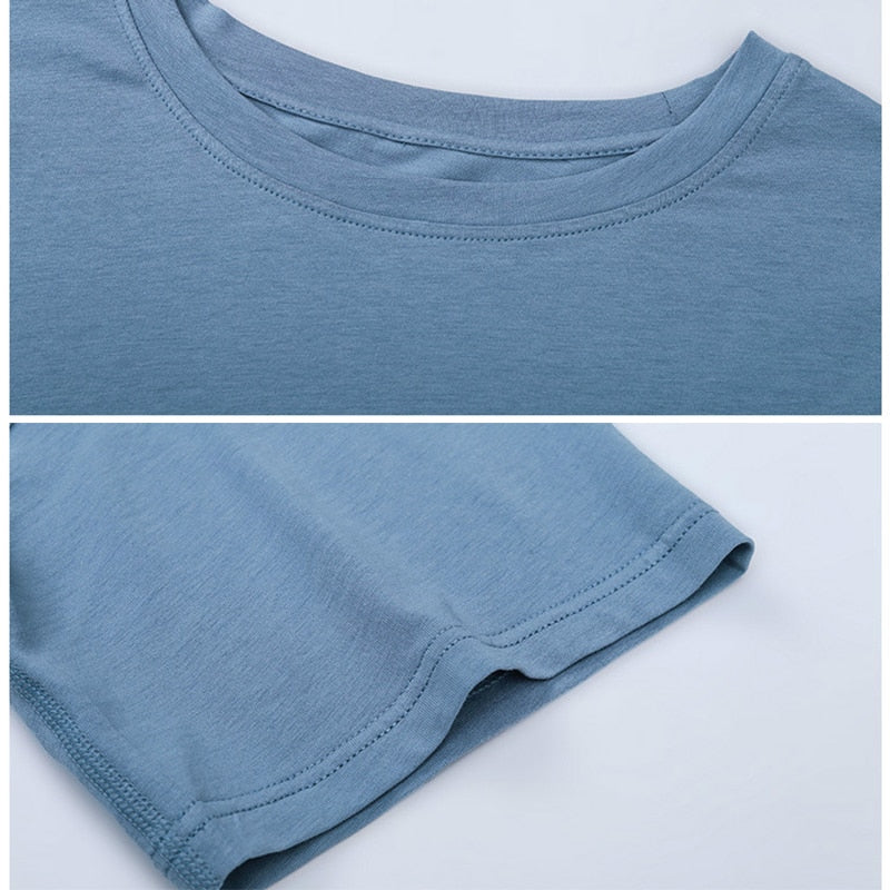 Lightweight Loose Crop Top - Blue vrshWOMENS