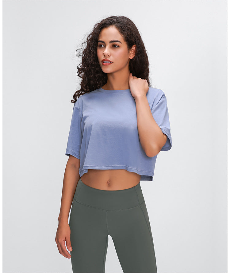 Lightweight Loose Crop Top - Blue vrshWOMENS