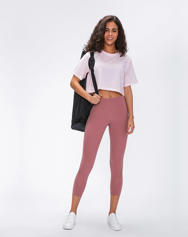 Lightweight Loose Crop Top - Pink vrshWOMENS