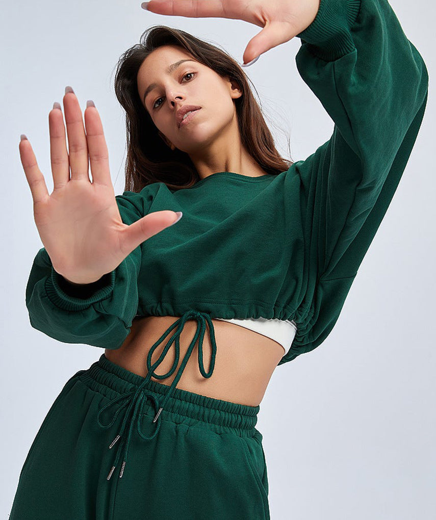 Oversized Rest Day Cropped Hoodie - Grün vrshWOMENS