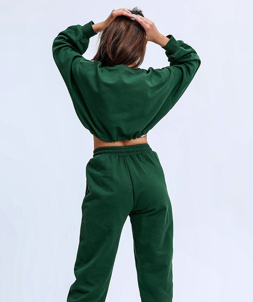 Oversized Rest Day Cropped Hoodie - Grün