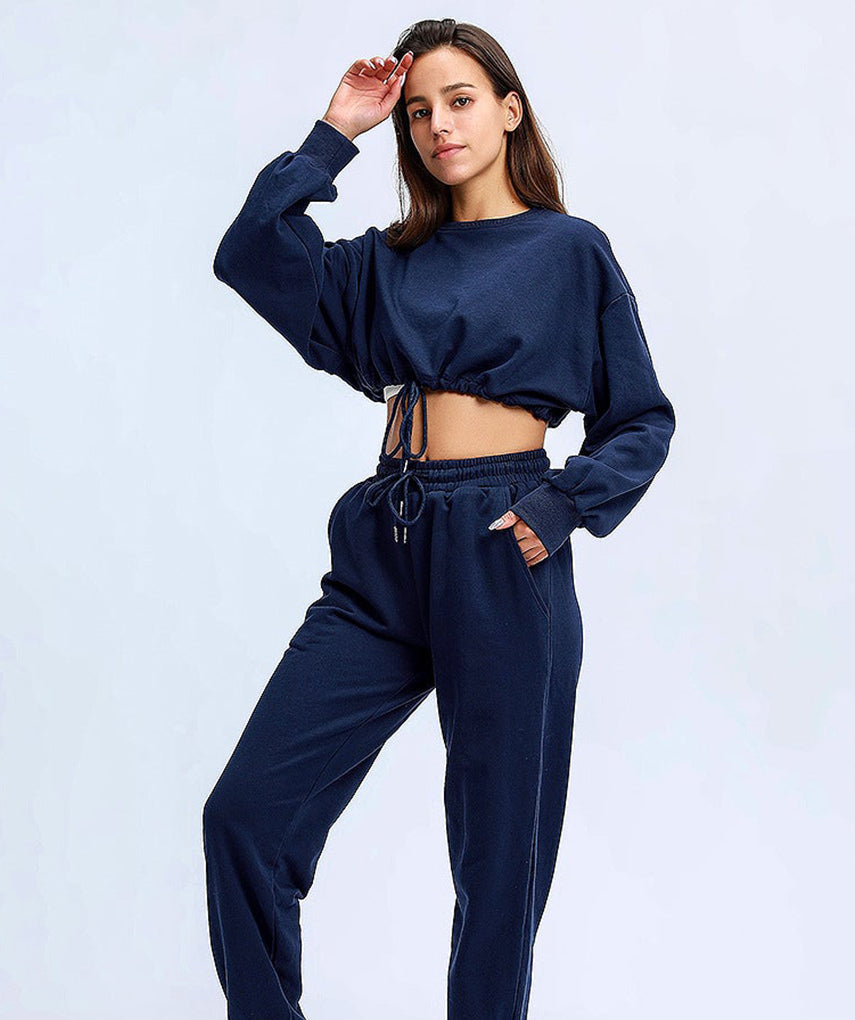 Oversized Rest Day Cropped Hoodie - Blau vrshWOMENS