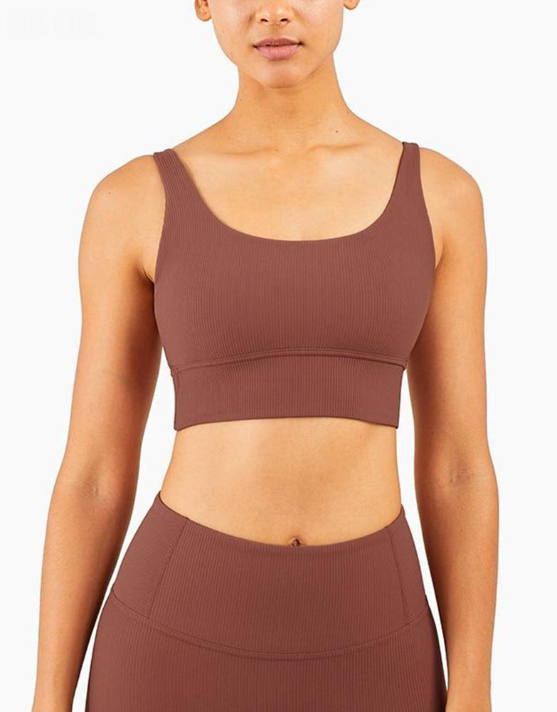 Ribbed Fit Sport BH - Braun vrshWOMENS
