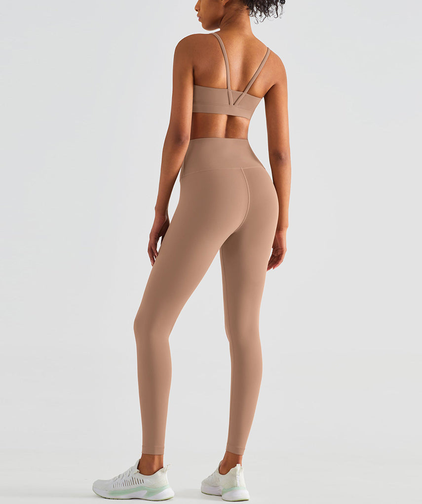 Run 25" Seamless Sports Bra - Caramel