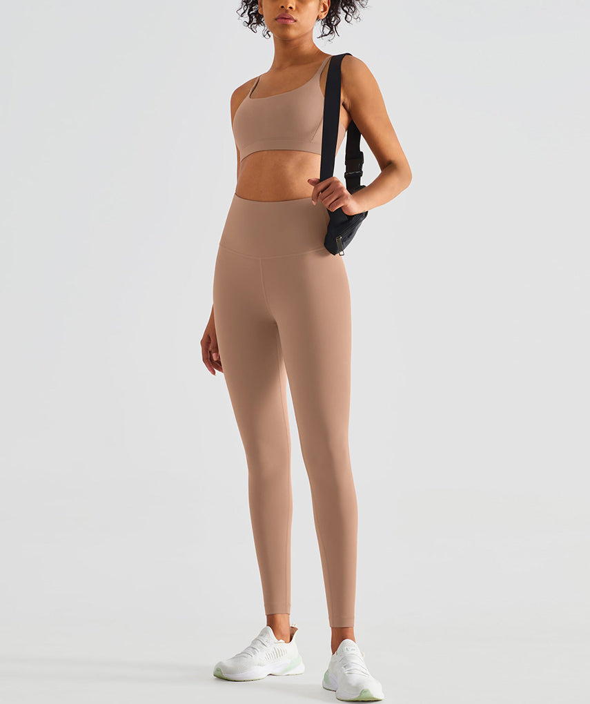 Run 25" Seamless Sports Bra - Caramel