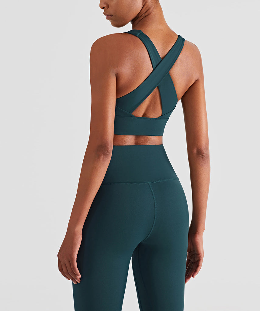 Run 28" Seamless Sports Bra - Dunkelgrün