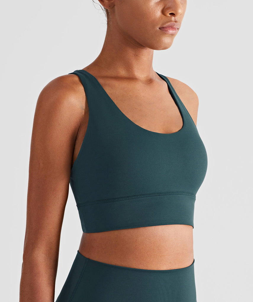 Run 28" Seamless Sports Bra - Dunkelgrün vrshWOMENS