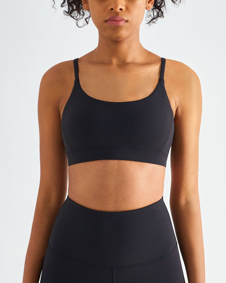 Run 25" Seamless Sports Bra - Schwarz vrshWOMENS