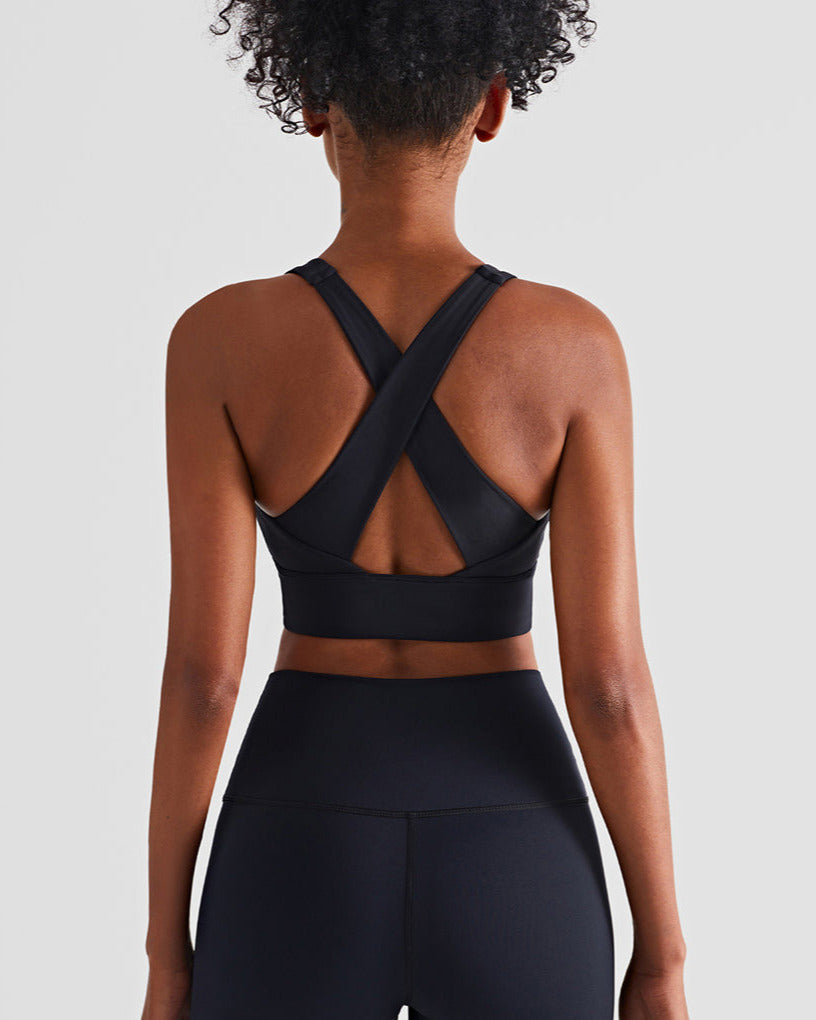 Run 28" Seamless Sports Bra - Schwarz