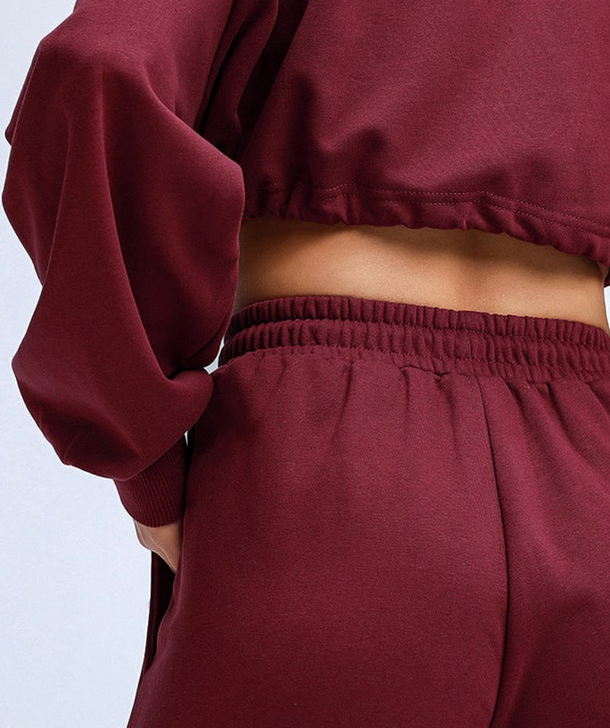 Oversized Rest Day Cropped Hoodie - Weinrot vrshWOMENS