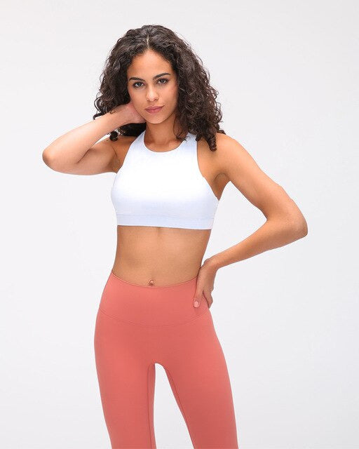 Mindstream Seamless Cross Sports Bra in white