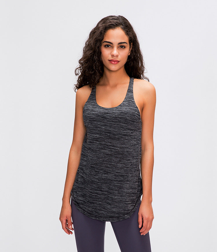 Lightweight Fly Tank Top mit integriertem BH - Schwarz Meliert