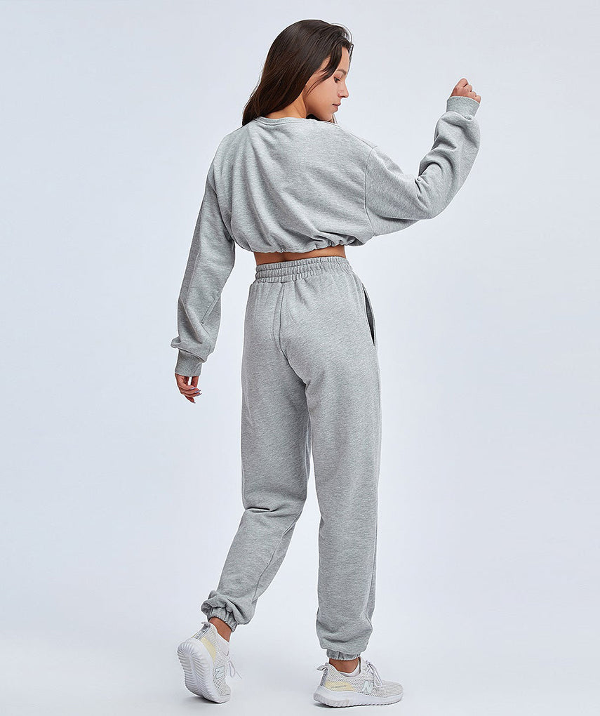 Oversized Rest Day Cropped Hoodie - Grau