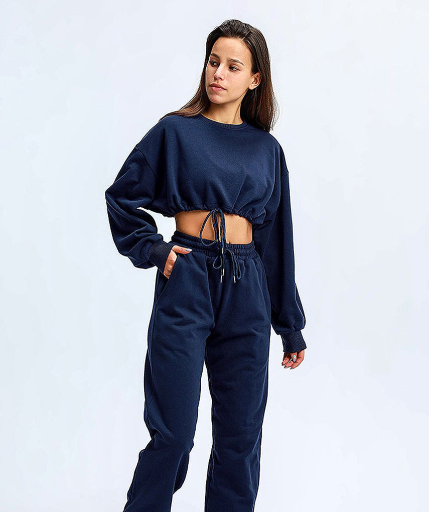 Oversized Rest Day Cropped Hoodie - Blau vrshWOMENS