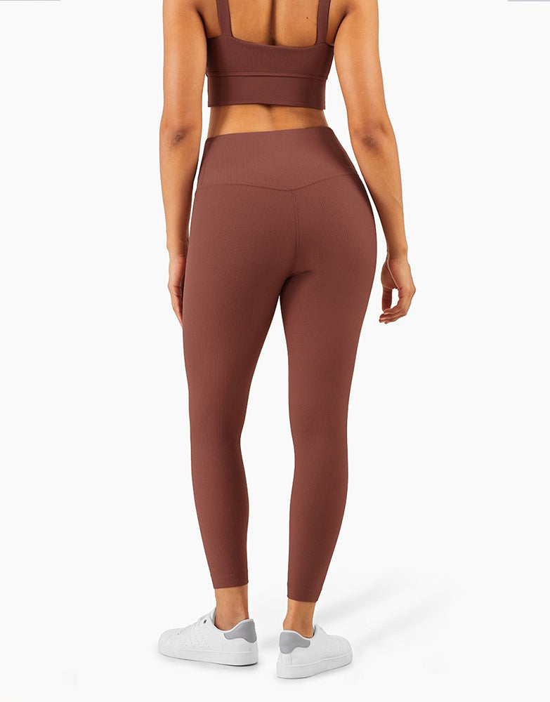 Ribbed Fit Leggings - Braun